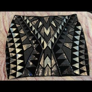 Express Aztec Sequin Skirt